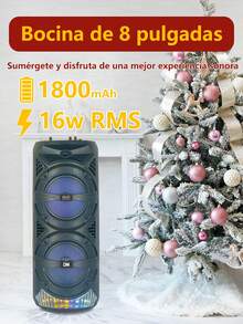 LED Bocina Bluetooth Portátil,Altavoz Inalámbrico Bluetooth 8 Pulgadas, Altavoz Bluetooth Portátil con Sonido Estéreo HD,Alcance de 10 m de Bluetooth,Bajo Rico,Sonido HIFI para Picnics,Fiestas,Exteriores,Viajes,Festival de música - Negro - Ver 4