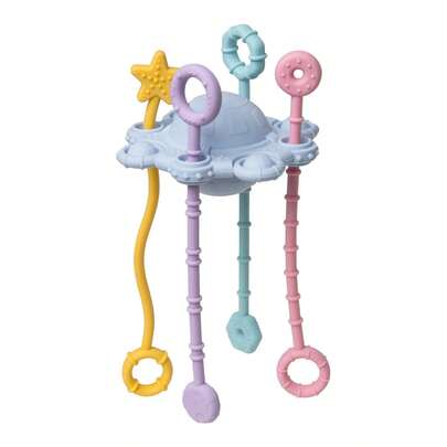 1 Đồ chơi mọc răng Montessori Pull & Chew - Làm dịu cơn mọc răng của bé - Đồ chơi mọc răng bằng silicon cho trẻ sơ sinh - Lục lạc có lợi cho sự phát triển - Món quà tuyệt vời cho bé trai bé gái - Đồ chơi du lịch cho trẻ mới biết đi, Thích hợp cho trẻ từ 6-12 tháng, 1 tuổi