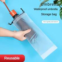 Brown Rope Matte Transparent Umbrella Storage Bag, Reusable Drawstring Umbrella Case, Portable Umbrella Organizer Cover School Supplies School Accessories Back To School University Students