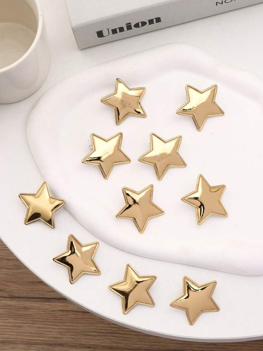 10pcs Shiny Y2k Style Sweet & Cool Five-Pointed Star Bangs & Side Decor Hair Clip