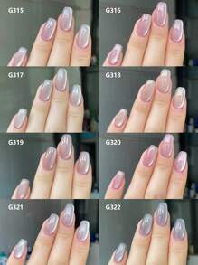 HEFENNA 1支10毫升玻璃珍珠小灯泡猫眼凝胶指甲油，新款秋冬闪光猫眼套装，专业光疗美甲凝胶套装 - 無色 - 查看 4