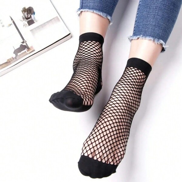 Meias soquete arrastão preta curta unissex 1 Par Sensualidade Elegância Estilo de moda Look sexy Meias femininas