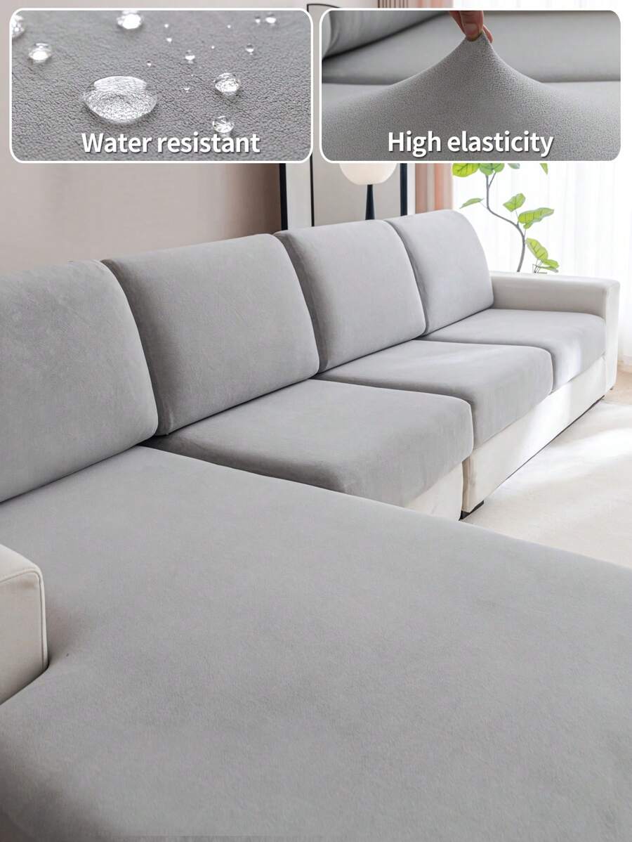 1入組防濺水彈性沙發坐墊套，全季通用彈性沙發套，現代風格防滑沙發套，適用於L形沙發和1、2、3或4座沙發 - 淺灰色 - 查看 1