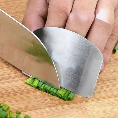 1pc Stainless Steel Finger Guard Protector, Reinforced Finger Protection For Slice, Cut & Chop, Reusable, Kitchen Tool
