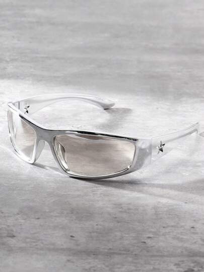 1副Y2K时尚男女通用未来主义风格五角星时尚眼镜街头時尚眼鏡配饰沙滩配饰眼镜時尚眼鏡，适合夏季海滩度假、户外、旅行