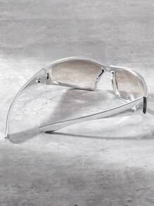 1副Y2K时尚男女通用未来主义风格五角星时尚眼镜街头時尚眼鏡配饰沙滩配饰眼镜時尚眼鏡，适合夏季海滩度假、户外、旅行 - 銀色 - 查看 4