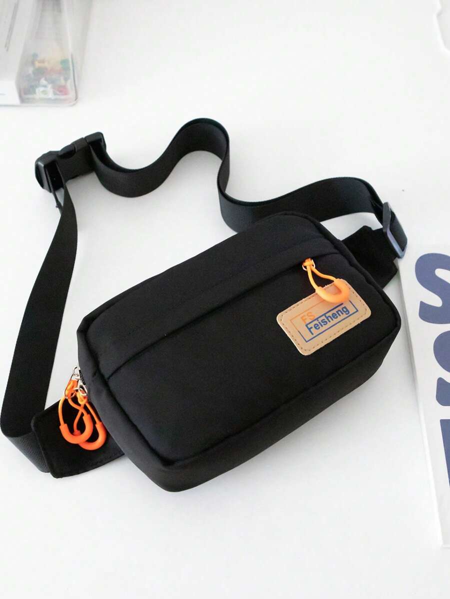 Hợp thời Và Thời trang đơn giản Nylon Dây kéo Màu thuần Thể thao Túi Fanny Hoặc Túi đeo ngực Đối với Cặp đôi , Các hoạt động ngoài trời , Nhiều Chức năng , Nhẹ Và Bền chặt - màu đen - Xem 1