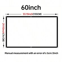 Projector Screen 60 Inch 16:9 HD Foldable Wrinkle-Proof Portable Projector Screen,Suitable For Home Theater,Outdoor,Party,Gaming,Support Double-Sided Projection. - White - View 2