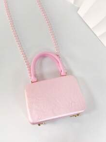 Acrylic Marble Pattern Pearl Chain Clutch Bag Crossbody Bag - Pink - View 9