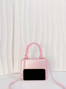 Acrylic Marble Pattern Pearl Chain Clutch Bag Crossbody Bag - Pink - View 11