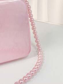 Acrylic Marble Pattern Pearl Chain Clutch Bag Crossbody Bag - Pink - View 6