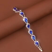 1pc Fashionable Braided Rhinestone Bracelet For Women, Suitable For Daily And Party Wear - Mint Blue - View 5