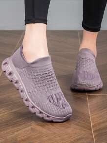Women's Plus Size Simple And Fashionable Mesh Breathable Loafers, Great For Elderly, Moms, Dancers, Yoga, Running And Couples, Unisex - Purple - View 2