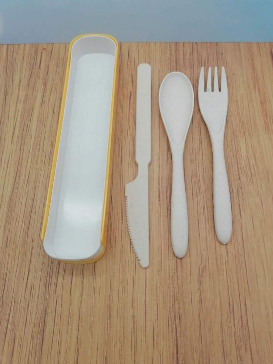 Set de cubiertos portatiles 3 piezas - Amarillo - Ver 1