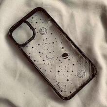 Apple 2pcs Black & White Galaxy Design Acrylic Phone Case Compatible With Iphone Compatible With IPhone 11,IPhone 13,IPhone 14 Pro Max