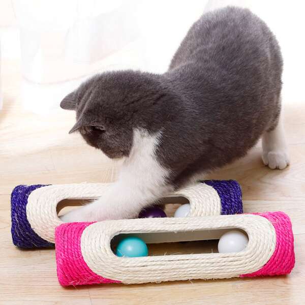 1 pièce Poteau à gratter en sisal pour chat, tunnel de jeu. Couleur aléatoire. Jouets pour chien et chat, poteau à gratter pour chat
