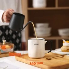 1pc Simple Ceramic Mug Creative Coffee Cup For Home/Office/Valentine's Gift For Best Friends - White - View 4