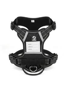 1入黑色新反光寵物背包,易控制手柄,可調節透氣狗背包,適用於小型、中型和大型犬隻的戶外行走和訓練 - 黑色 - 查看 2