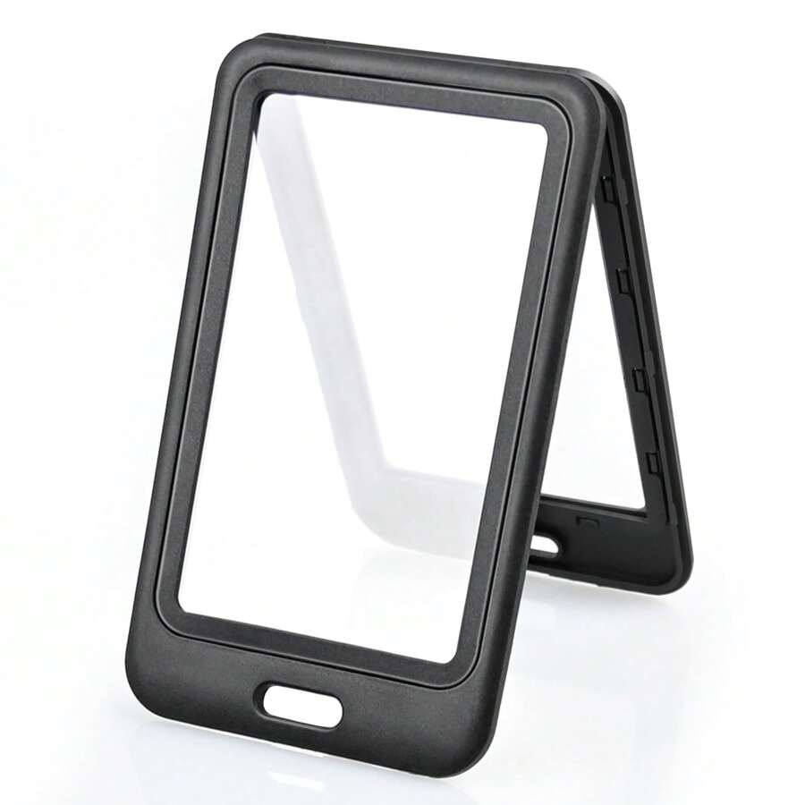 1 Pieza Porta Credencial De Identificación Con Ventanas De Doble Cara, Portatarjetas De Identificación Vertical De Plástico Duro Negro Y Protector De La Tarjeta De Identificación Para La Oficina, Conferencias, Tarjeta De Crédito De Identificación, Tarjeta De Proximidad - Negro - Ver 1