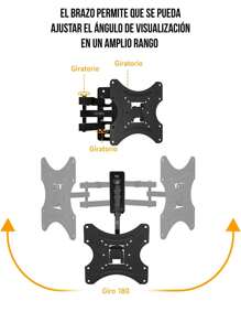 Soporte TV Monitor Pantalla Vesa Articulado 14-42 Pulgadas - Negro - Ver 5