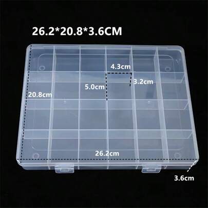 1pc Large 26.2*20.8*3.6cm Clear Fixed 24-Compartment Jewelry Accessory Storage Box With Dust-Proof And Anti-Oxidation Function, For Beads, Pearls, Loose Rhinestones, Electronic Components, Etc.