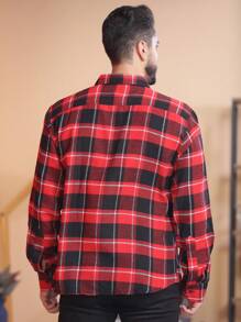 Blusa Camisa social Xadrez Masculina Manga Longa -- - Vermelho - Visão 5