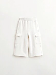 MARC&JANIE 少女休閒寬鬆連帽衫,有大口袋和彈性袖口,適用於春季 - 米色 - 查看 3