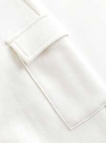 MARC&JANIE 少女休閒寬鬆連帽衫,有大口袋和彈性袖口,適用於春季 - 米色 - 查看 6