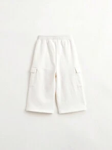 MARC&JANIE 少女休閒寬鬆連帽衫,有大口袋和彈性袖口,適用於春季 - 米色 - 查看 4