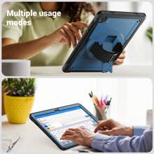 Tablet Case Cover Compatible With Samsung Galaxy Tab A9 8.7" A9 Plus 11" Portable Handle Pencil Holder Armor PC Silicone - Navy Blue - View 6