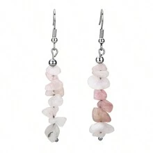 1 par de pendientes asimétricos de acero inoxidable con piedras trituradas - Multicolor - Ver 29