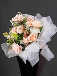 48x48cm花束包装纸10张DIY艺术礼品包装纸EVA牛奶纸巾包装花束花店用品情人节母亲节婚礼花艺毕业典礼、圣诞节情人节 - 10pcs White - 查看 2