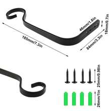 2入組草木盆栽掛籃架,鐵製牆掛勾,適用於野鳥房、風鈴、燈籠 18.5 Cm 集合 - 黑色 - 查看 3