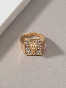 Nuevo Anillo Cuadrado Y De Estilo Hip-hop, Roca Y Con Cabeza De León Dominante A La Moda - Amarillo Oro - Ver 4