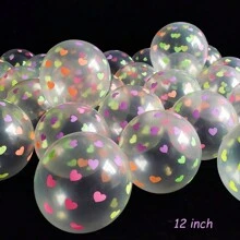 20pcs/set 12 Inch Uv Neon Light Latex Balloons With Star, Heart, Dot, Fluorescent, Illuminating And Helium Design Party Decoration - Multicolor - View 8