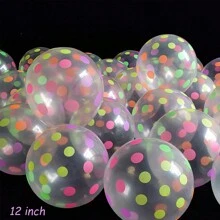 20pcs/set 12 Inch Uv Neon Light Latex Balloons With Star, Heart, Dot, Fluorescent, Illuminating And Helium Design Party Decoration - Multicolor - View 10