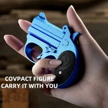 Miniature Double-Barrel Ejecting Shell Metal Decompression Toy Pistol, Educational Model, Long Range Shooting, Fun Gift For Boys - Blue - View 6