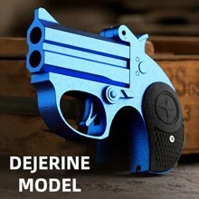 Miniature Double-Barrel Ejecting Shell Metal Decompression Toy Pistol, Educational Model, Long Range Shooting, Fun Gift For Boys - Blue - View 3
