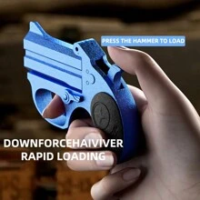 Miniature Double-Barrel Ejecting Shell Metal Decompression Toy Pistol, Educational Model, Long Range Shooting, Fun Gift For Boys - Blue - View 5