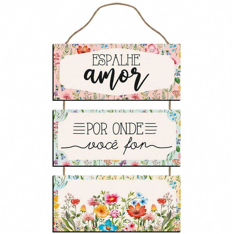 Placa Decorativa - Espalhe Amor por Onde Você For - Multicolorido - Visão 1
