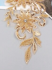 Patch En Perles Et Broderies 3d Colorées Pour Robes De Mariée, Robes De Bal, Tulle, Dentelle, Costumes Diy, Longueur : 31 Cm/largeur : 16 Cm