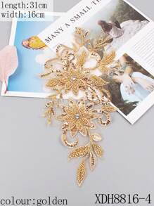 Patch En Perles Et Broderies 3d Colorées Pour Robes De Mariée, Robes De Bal, Tulle, Dentelle, Costumes Diy, Longueur : 31 Cm/largeur : 16 Cm