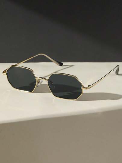 1 قطعة نظارات أنيقة للنساء ذات تصميم معدني هندسي لحماية العيون،نمط أزياء عصري للتصوير الشارع، حزب الشاطئ، القيادة، الملابس والاكسسوارات للصيف،الشاطئ،الرحلات،والظل بطراز قديم إطار هندسي للخروج، العودة إلى المدرسة