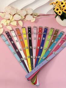 Pet Supplies Dog Collar, Punk Style Pu Leather Bone Shape Neckband, Multi-Color Options For Small, Medium And Large Dogs - White - View 7