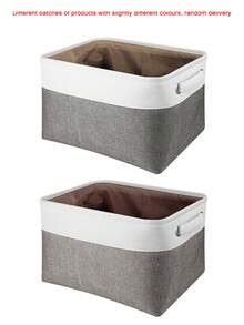 1/2/3入組無蓋玩具收納籃,可折疊大容量防水布收納箱,適用於宿舍,臥室,客廳,汽車收納 - 灰色-兩裝 - 查看 6