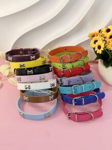 Suministros Para Mascotas Collar De Perro De Hueso De Pu De Varios Colores Para Perros Pequeños, Medianos Y Grandes, Estilo Punk - Marrón - Ver 3