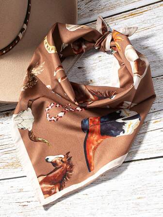 1件西部佩斯利花纹靴子公牛狂野西部帽子印花发带，女士头带发饰，送给母亲、妻子、朋友的礼物，生日母亲节礼物，波西米亚风头巾发带吸汗带，学校用品，大学用品，秋冬季度假装扮发带，女士优雅围巾，女士头巾柔软头巾