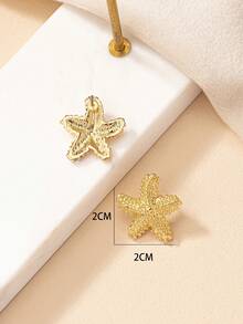 1 đôi Tối giản Kim loại Sao biển Bông tai stud Với Đại dương Chủ đề - Vàng - Xem 3