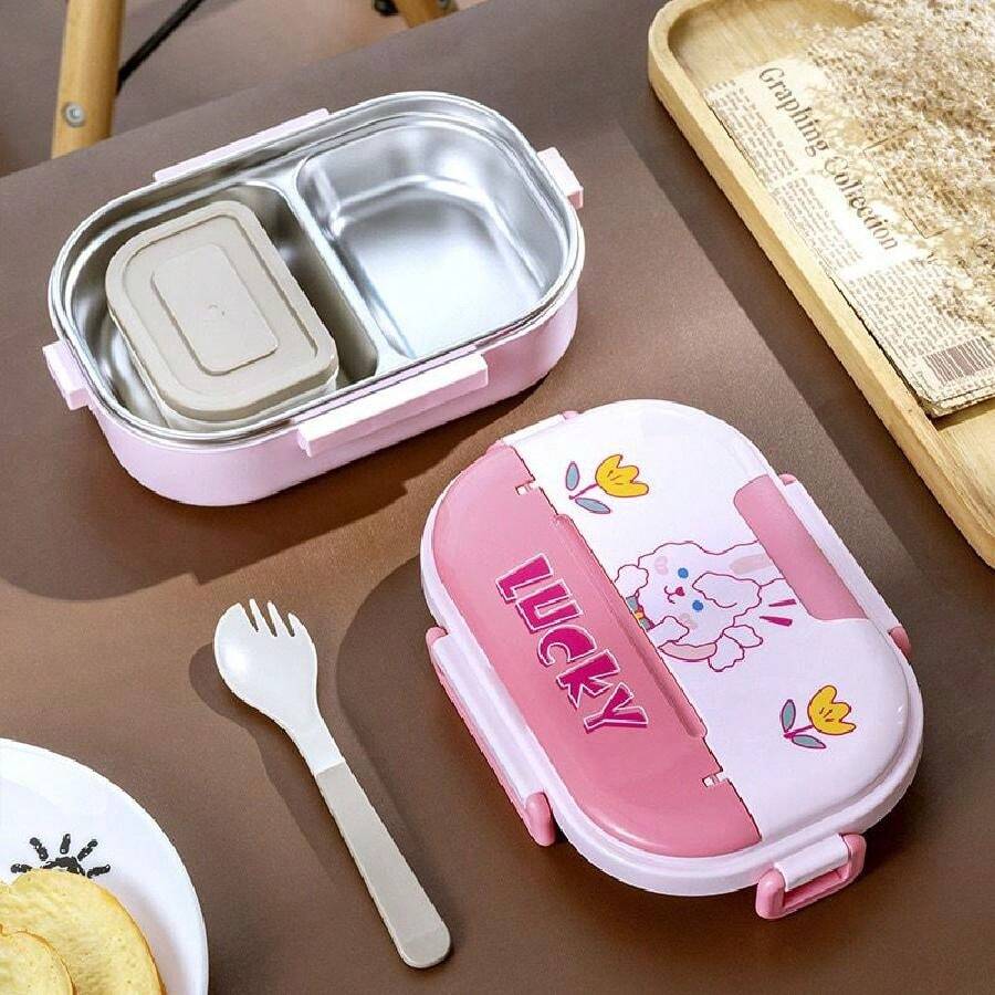 TUPPER MULTIPLY BOXES,Topper Lonchera Fondo de Acero Inoxidable para Mantener la Temperatura de los Alimentos, - Rosa - Ver 1