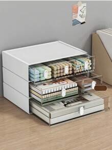 1 pezzo Divisore per cassetti bianco semplice ed elegante, compatto, impilabile e combinabile per la conservazione di articoli di cartoleria e cosmetici
